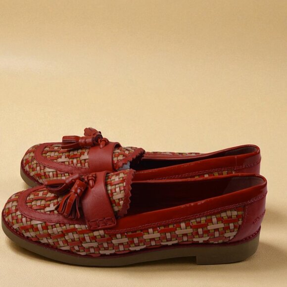 Tory Burch Careen Loafers | Size 7.5 Red & Tan - Picture 3 of 6